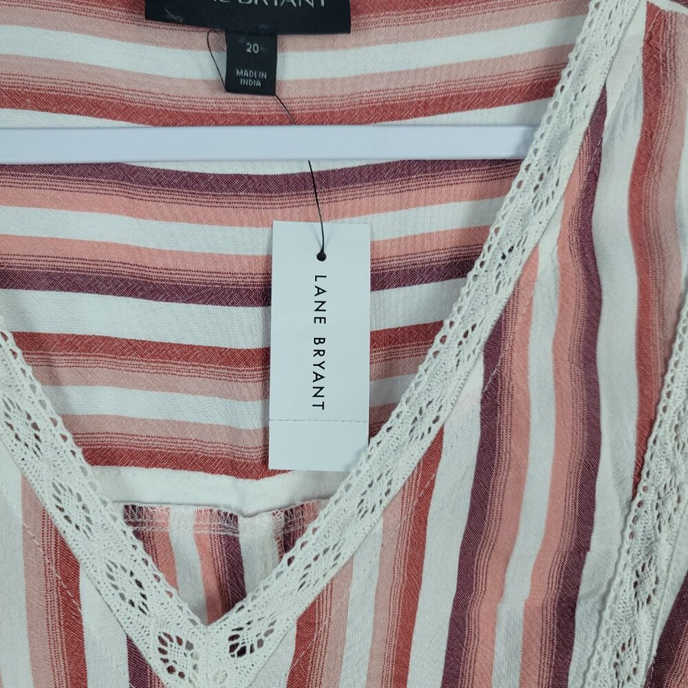 Lane Bryant Sleeveless Blouse Women's Size 20 Pink Ivory Stripe NEW - Picture 5 of 16